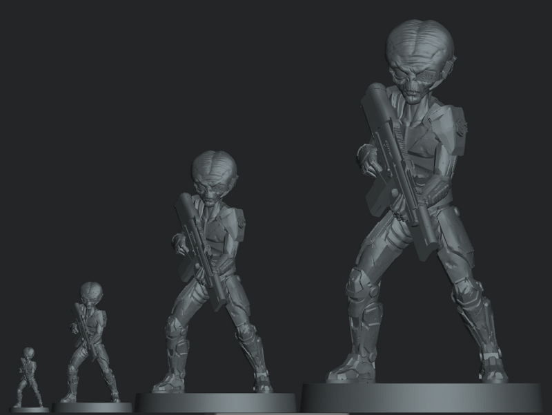 GREY ALIEN COMMANDER  Secret Unknown Stuff-Escape from Dulce 3D Printed Miniature