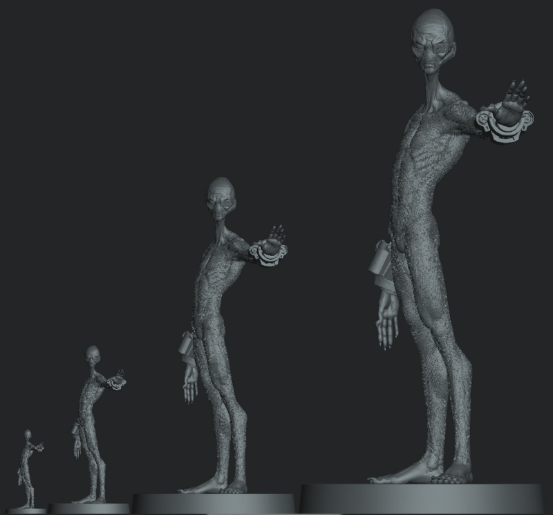 TALL GREY ALIEN  Secret Unknown Stuff-Escape from Dulce 3D Printed Miniature