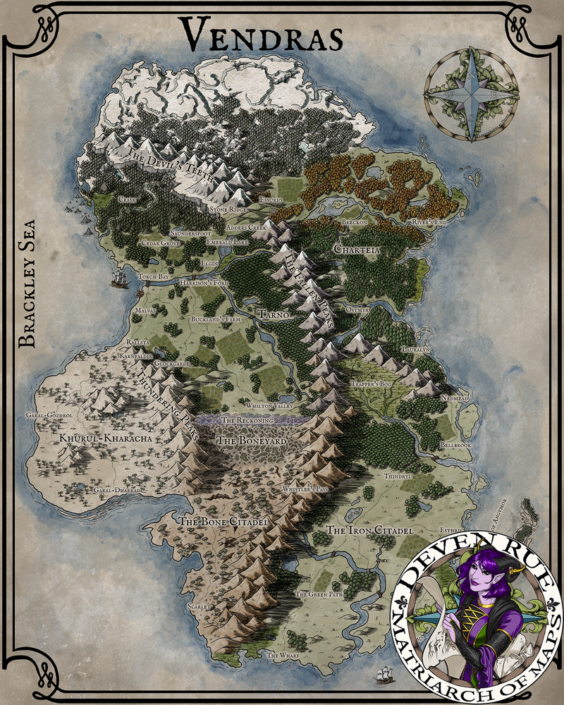 Vendras Colored Map