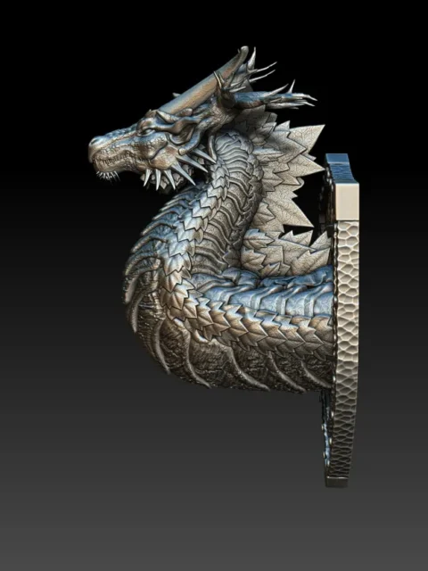 Left profile view highlighting the shield styling, scale texture, and forward-leaning posture