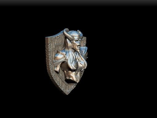 Angle View of Pit Fiend Female Trophy Bust capturing infernal presence and muscular contours