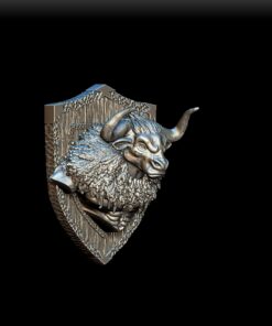Angle View of Minotaur Trophy Bust capturing roar and muscular contours
