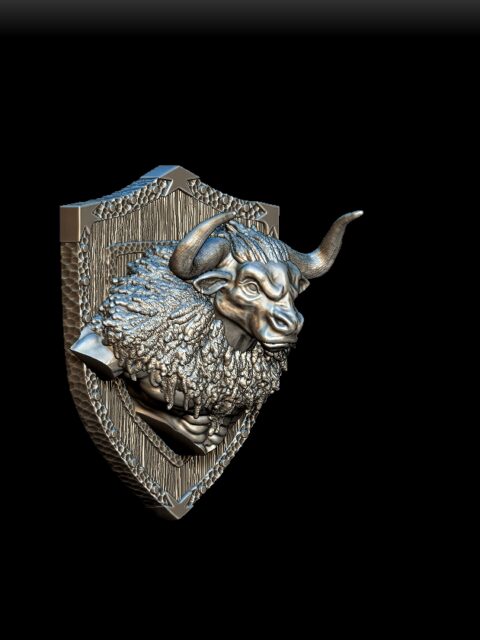 Angle View of Minotaur Trophy Bust capturing roar and muscular contours