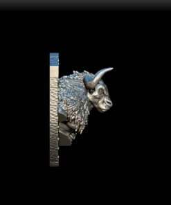 Right Profile of Minotaur Trophy Bust highlighting horns and coarse fur
