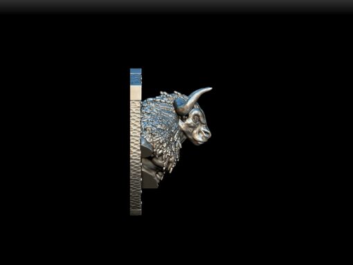 Right Profile of Minotaur Trophy Bust highlighting horns and coarse fur