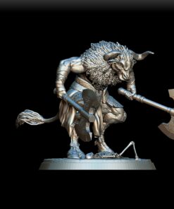 Right Profile of Minotaur Full-Body Miniature displaying horns and fur texture
