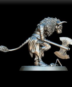 Right Profile of Minotaur Full-Body Miniature displaying horns and fur texture