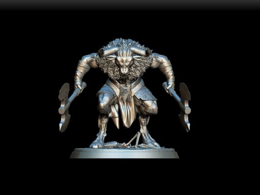 70 Minotaur Full-Body Miniature – Monstrous Menagerie Front View showing muscular build and snarling face