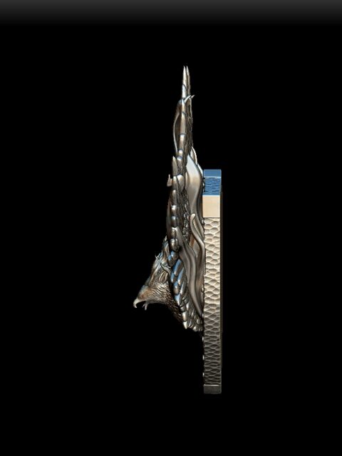 Left Profile of Phoenix Trophy Bust emphasizing bright plumage and elegant contours