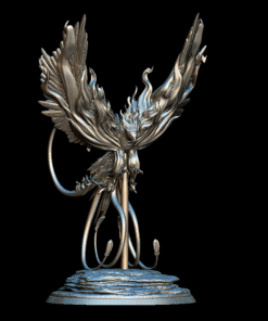 71 Phoenix Full-Body Miniature – Monstrous Menagerie Front View with wings raised in fiery display