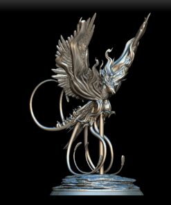 Angle View of Phoenix Full-Body Miniature capturing dynamic pose and fiery motion
