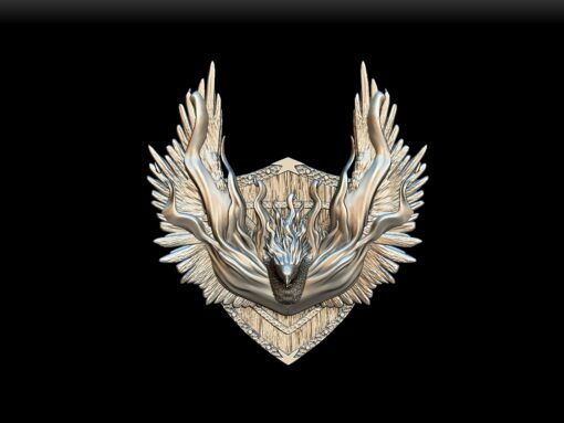 71 Phoenix Trophy Bust – Monstrous Menagerie Front View showing fiery plumage and regal pose