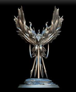 Detail of Phoenix Full-Body Miniature focusing on plumage and radiant head crest