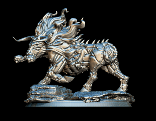 72 Gorgon Full-Body Miniature – Monstrous Menagerie Front View showing armored chest and lowered head