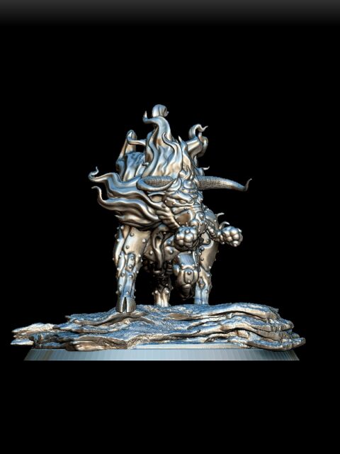 Angle View of Gorgon Full-Body Miniature capturing dynamic forward charge and trampling hooves