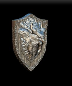 Owlbear bust angled view with shield backplate