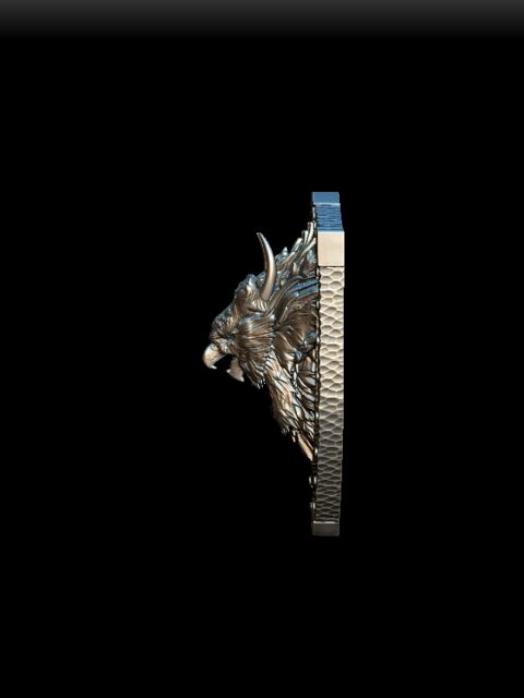 Owlbear bust left profile, layered feathers