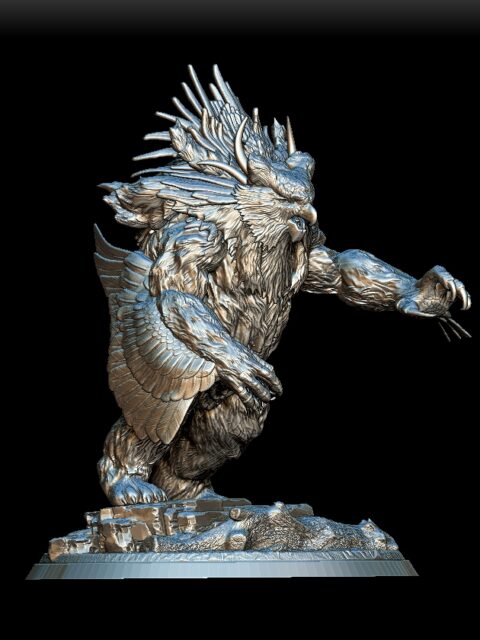 Owlbear full-body angled view with hulking stance