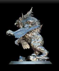 Owlbear miniature left profile, feathered head