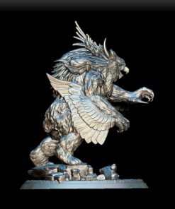 Owlbear miniature right profile, fur-lined body