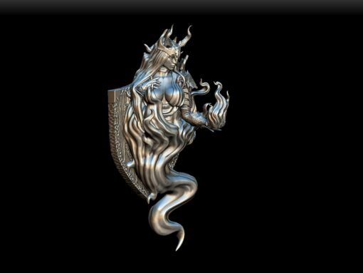 Efreeti bust angled view with shield backplate