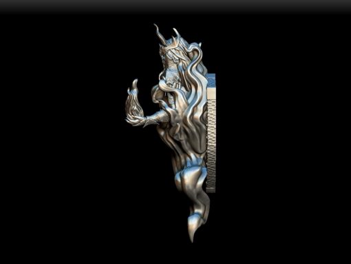 Efreeti bust left profile, flame crest