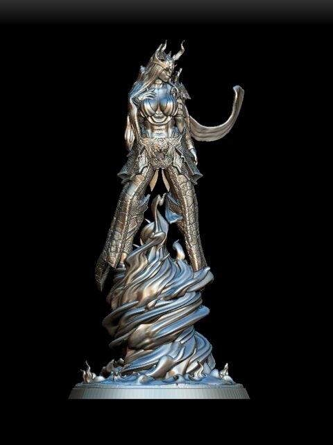 Efreeti full-body angled view with flame crest