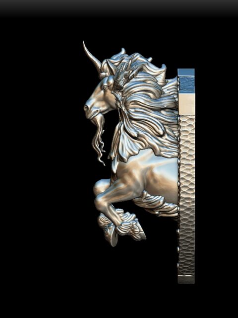 Nightshade Unicorn bust left profile, flowing mane