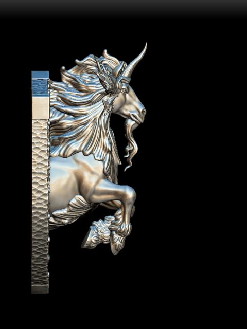 Nightshade Unicorn bust right profile, spiraled horn