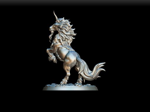 Nightshade Unicorn miniature left profile, spiraled horn