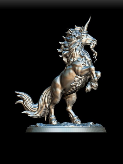 Nightshade Unicorn miniature right profile, spectral stance