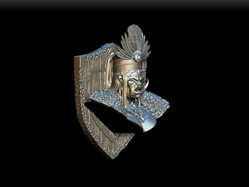Gruulga Bloodwomb bust angled view with shield backplate