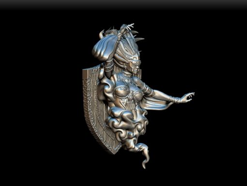 Djinn bust angled view with flowing crest