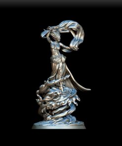 Djinn full-body angled view with flowing crest and graceful stance