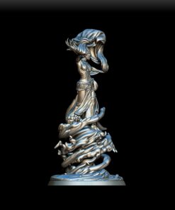 Djinn miniature right profile, elemental motifs