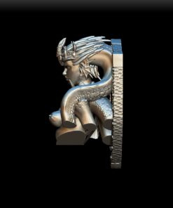 Krakena bust left profile, twisting tentacles
