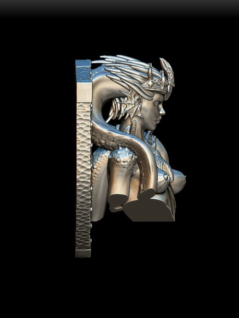 Krakena bust right profile, ridged mantle