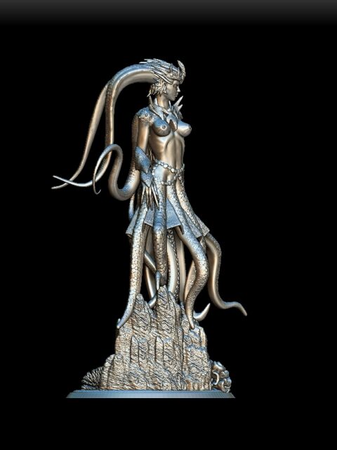 Krakena miniature right profile, ridged mantle