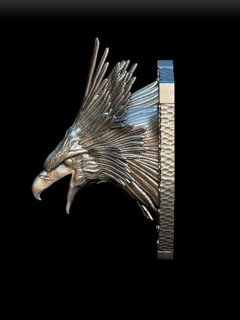 Roc bust left profile, layered plumage