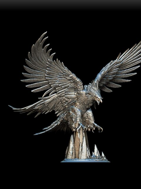 Roc full-body angled view with wings extended