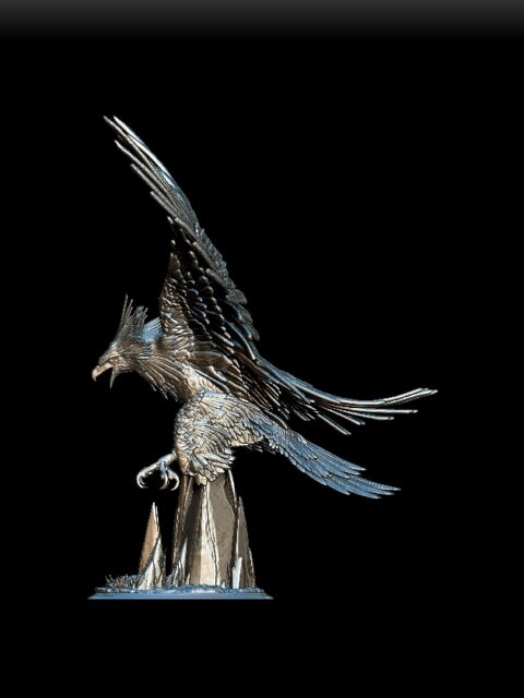 Roc miniature left profile, wingspan and hooked beak