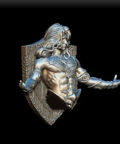 Marid bust angled view with shield backplate
