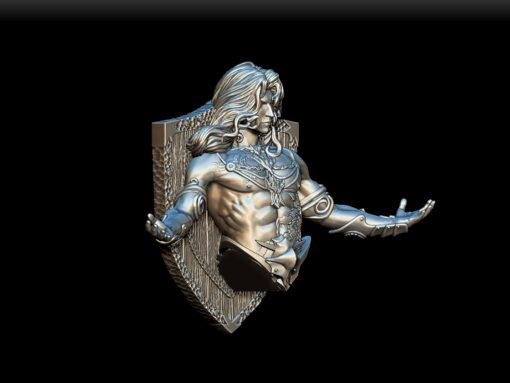 Marid bust angled view with shield backplate