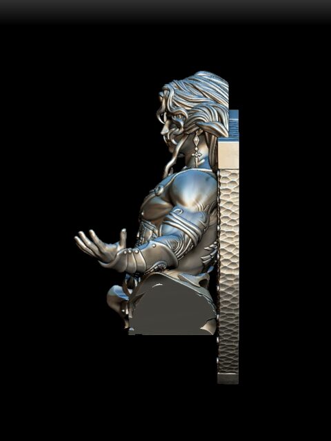 Marid bust left profile, aquatic crest