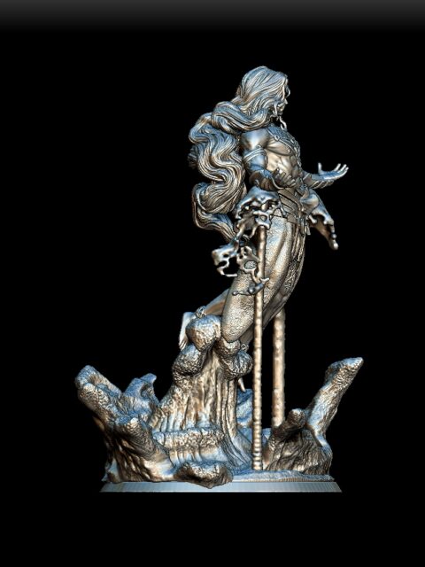 Marid miniature right profile, flowing crest