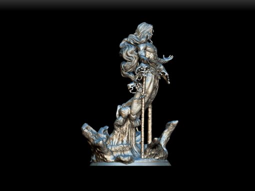 Marid miniature right profile, flowing crest