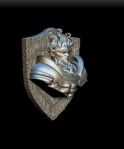 Azer King Pyronis Flameborn bust angled view with shield backplate