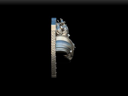 Azer King Pyronis Flameborn bust right profile, flame crown