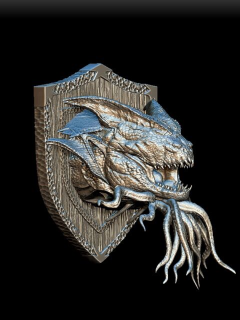 Kraken bust angled view miniature