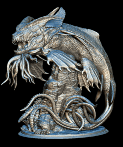 Kraken full-body miniature complete view on ocean rock base